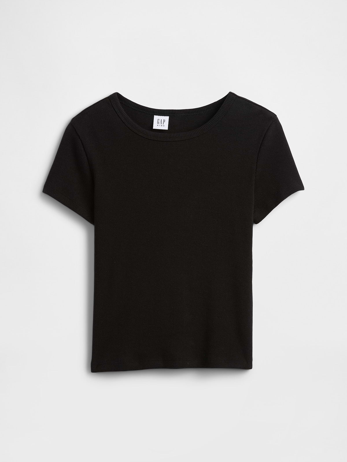 Kids Ribbed Crewneck T-Shirt - Black