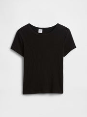Kids Ribbed Crewneck T-Shirt - Black