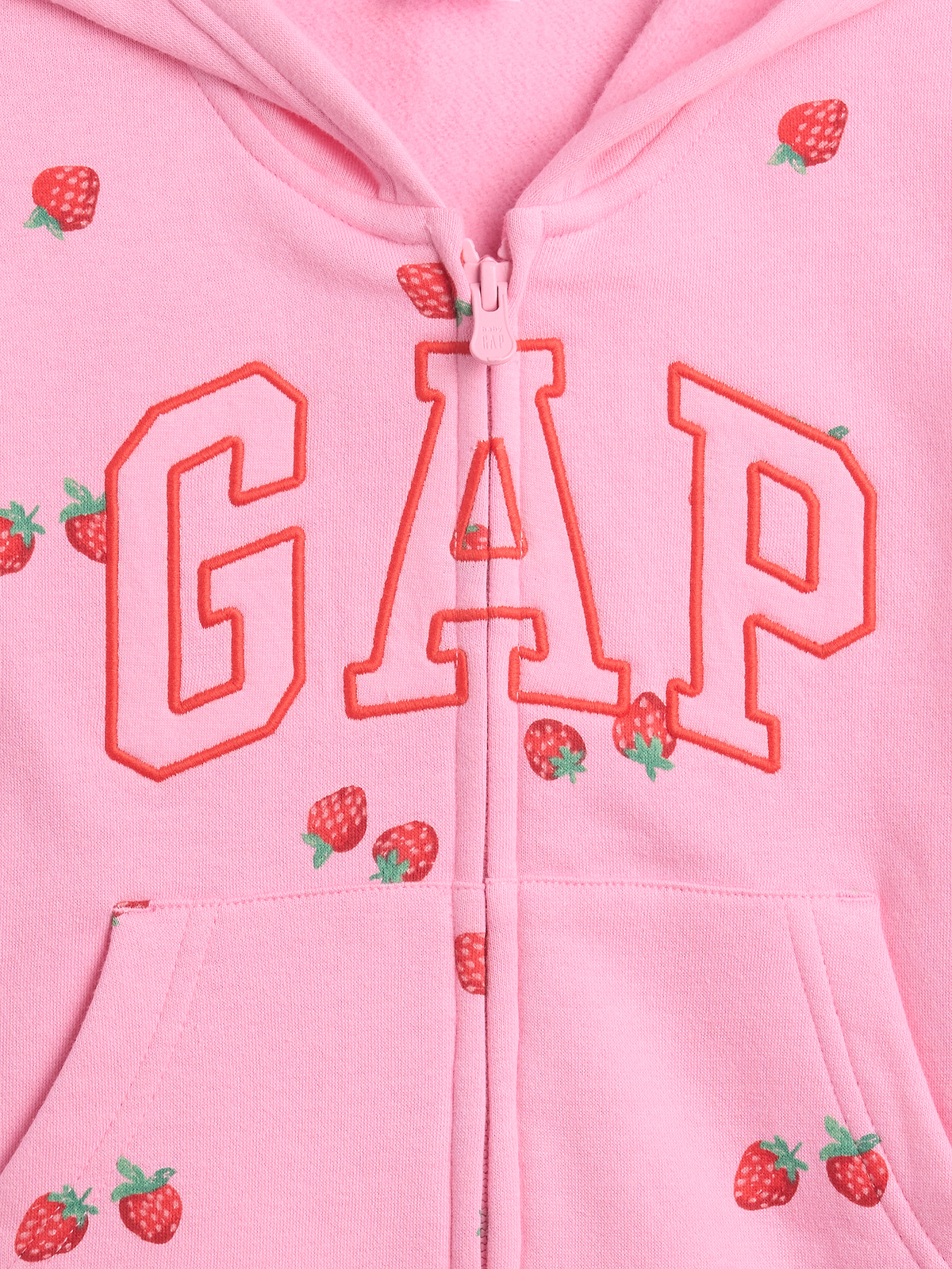 babyGap Relaxed Logo Zip Hoodie - Parisian Pink Strawberries