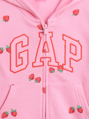 babyGap Relaxed Logo Zip Hoodie - Parisian Pink Strawberries