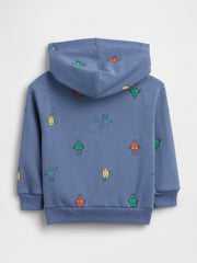 babyGap Relaxed Print Logo Hoodie - Bainbridge Blue Robots