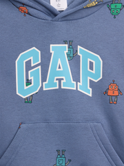 babyGap Relaxed Print Logo Hoodie - Bainbridge Blue Robots
