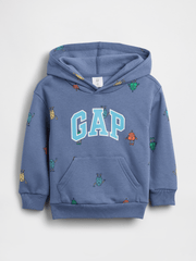 babyGap Relaxed Print Logo Hoodie - Bainbridge Blue Robots