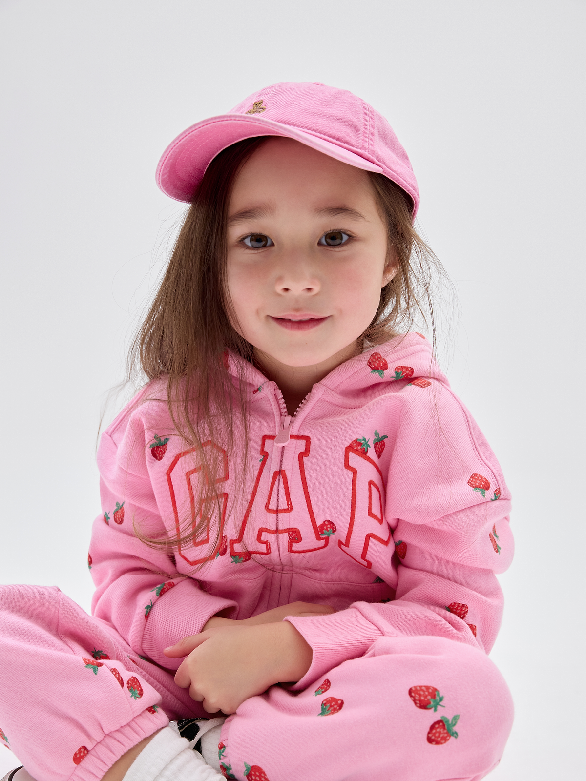 babyGap Relaxed Logo Zip Hoodie - Parisian Pink Strawberries