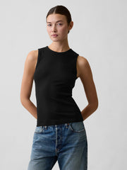 Ribbed Shell Tank - Black