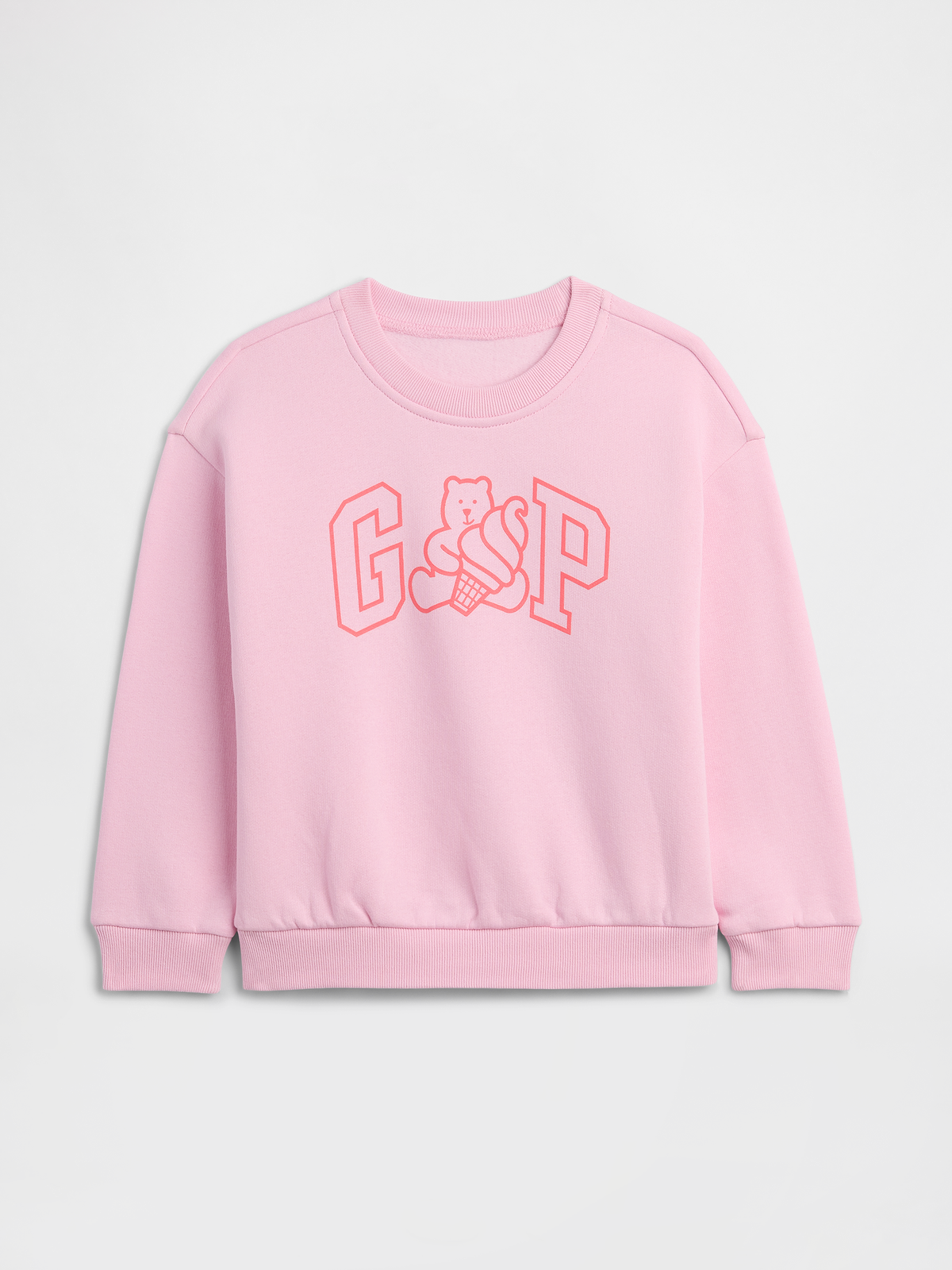 babyGap Logo Relaxed Crewneck Sweatshirt - Primrose Pink Ice Cream