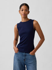 Ribbed Shell Tank - Deep True Navy Blue