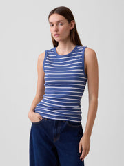 Ribbed Shell Tank - Blue Stripe