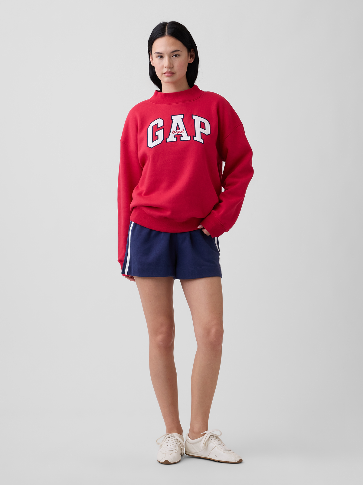 Oversized Gap Logo Mockneck Tunic Sweatshirt