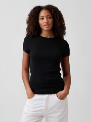 Modern Ribbed Crewneck T-Shirt - Black