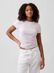 Modern Ribbed Crewneck T-Shirt - Pink Cherry Blossom