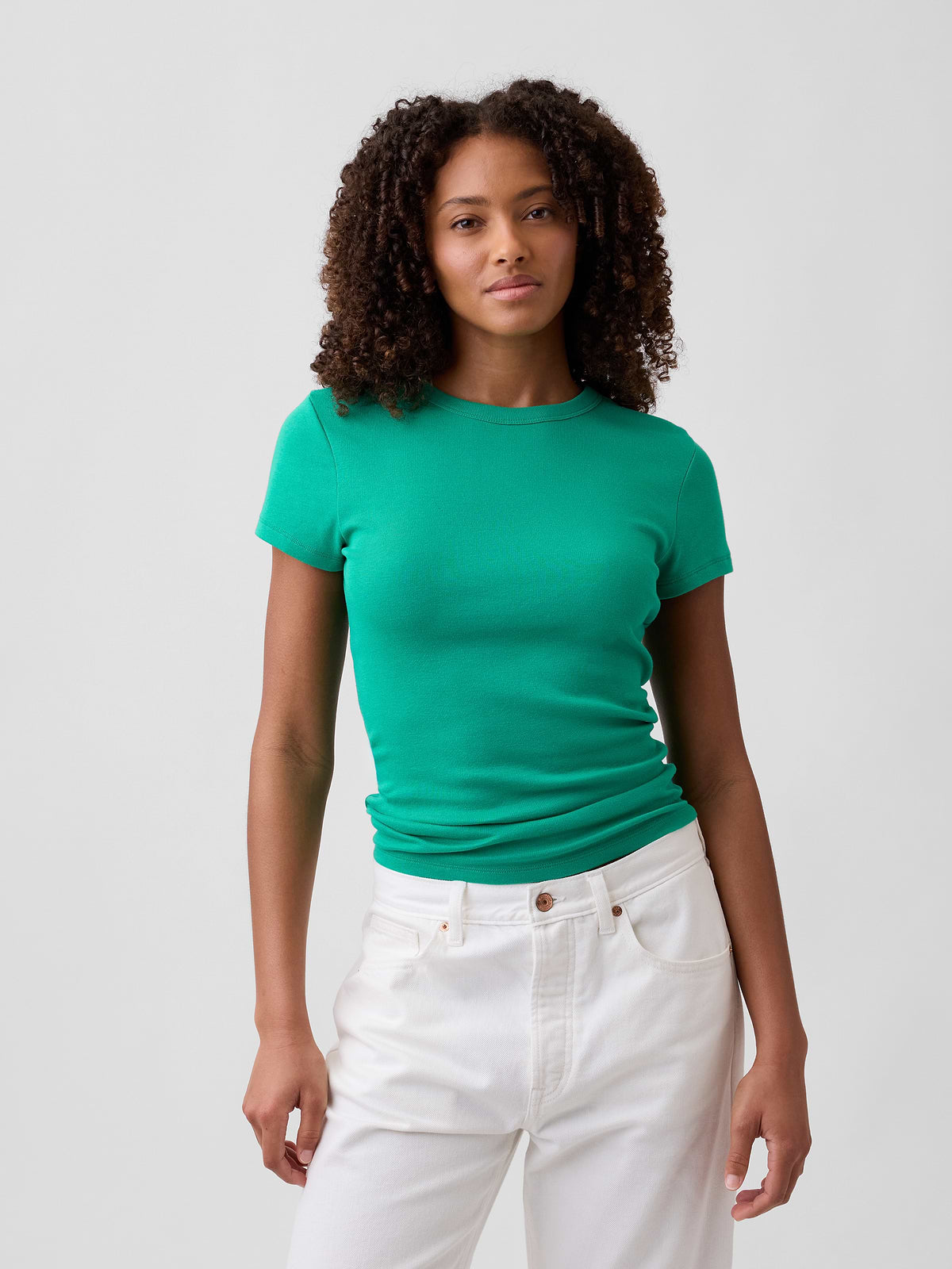 Modern Ribbed Crewneck T-Shirt - Deluxe Green