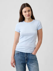 Modern Ribbed Crewneck T-Shirt - Essential Blue