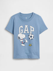 babyGap Peanuts Logo T-Shirt - Blue Suede Snoopy Woodstock Soccer