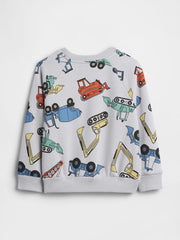 babyGap Print Crewneck Sweatshirt - Grey Matter Construction Trucks