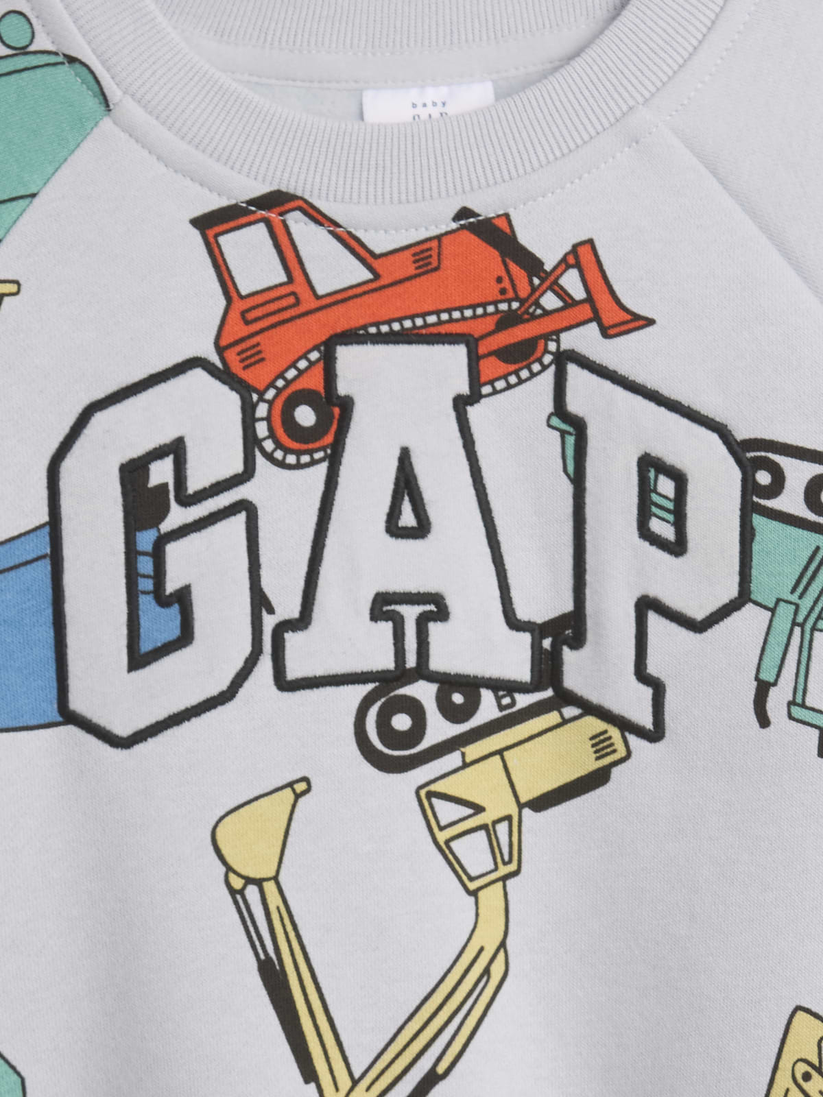 babyGap Print Crewneck Sweatshirt - Grey Matter Construction Trucks