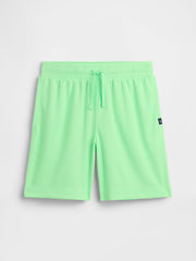 Kids 100% Recycled Pull-On Mesh Shorts - Neon Mint Green