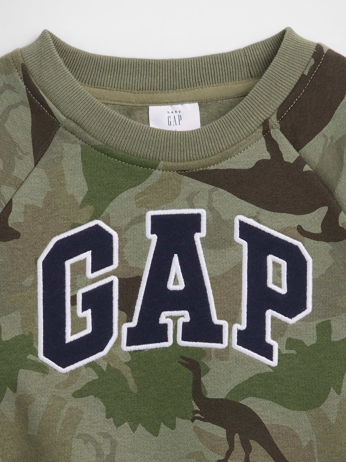 babyGap Print Crewneck Sweatshirt - Mesculen Green Dinosaurs Dark