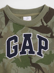 babyGap Print Crewneck Sweatshirt - Mesculen Green Dinosaurs Dark