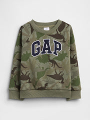 babyGap Print Crewneck Sweatshirt - Mesculen Green Dinosaurs Dark