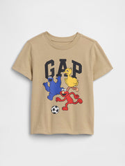 babyGap Sesame Street Logo T-Shirt - Iconic Khaki Elmo Big Bird Cookie Monster
