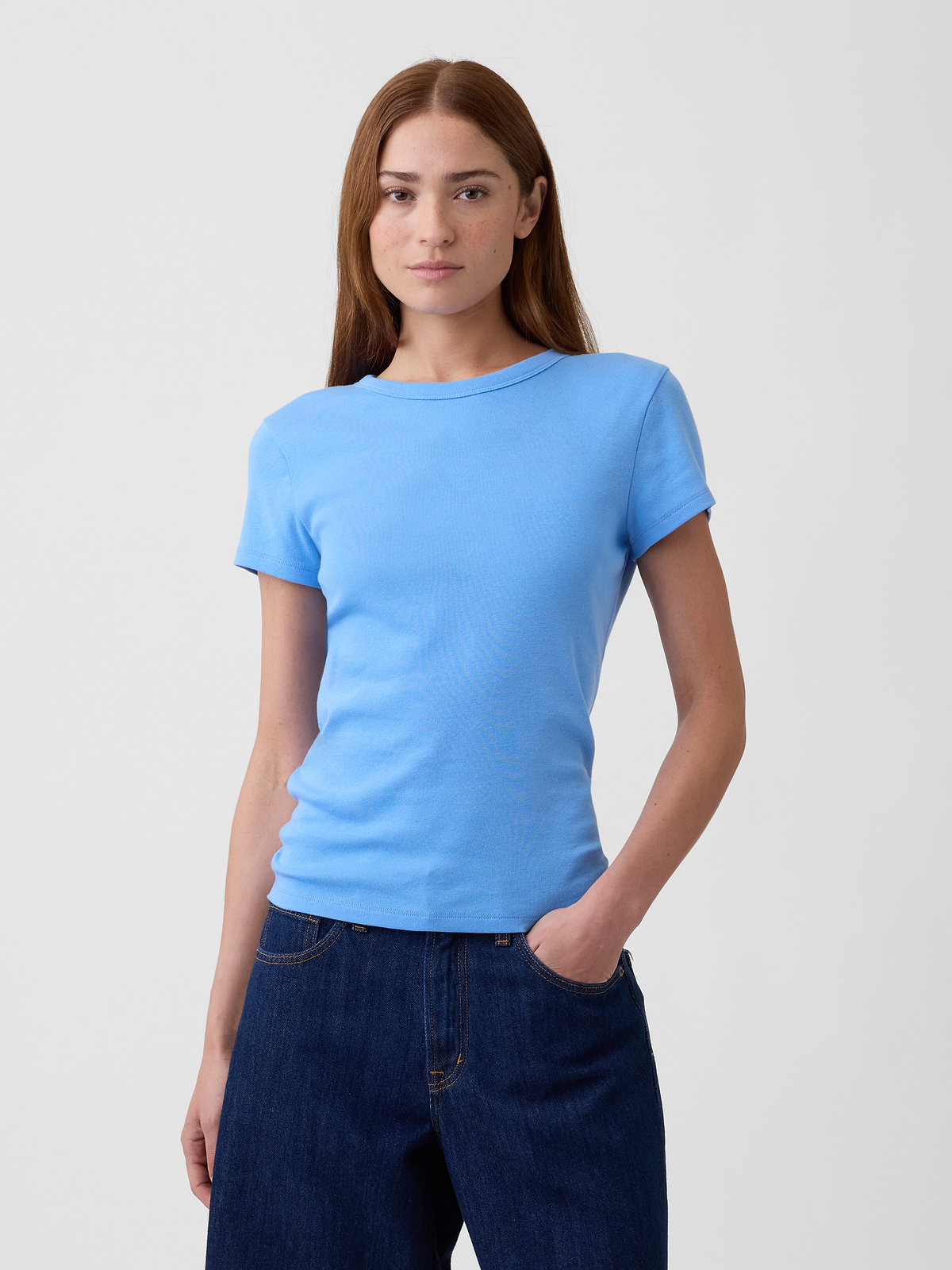 Modern Ribbed Crewneck T-Shirt - Union Blue