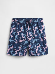Kids 100% Recycled Pull-On Mesh Shorts - Camouflage Blue