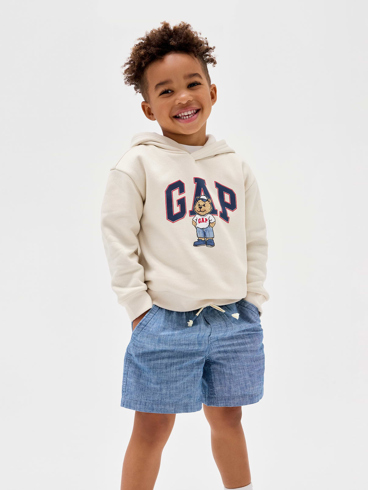 babyGap Relaxed Brannan Bear Logo Hoodie - Americana Bear White