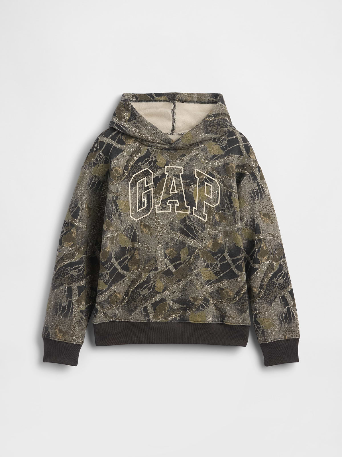 Kids Relaxed Gap Logo Camo Hoodie - Camo Green