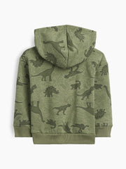 babyGap Relaxed Print Logo Zip Hoodie - Mesculen Green Dinosaurs