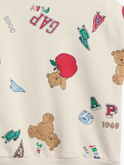 babyGap Relaxed Print Logo Zip Hoodie - Tan Chino Back To School
