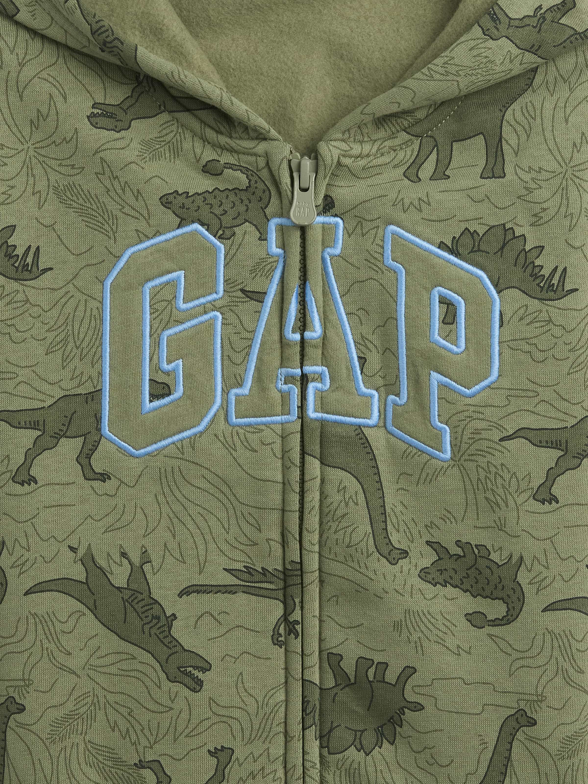 babyGap Relaxed Print Logo Zip Hoodie - Mesculen Green Dinosaurs