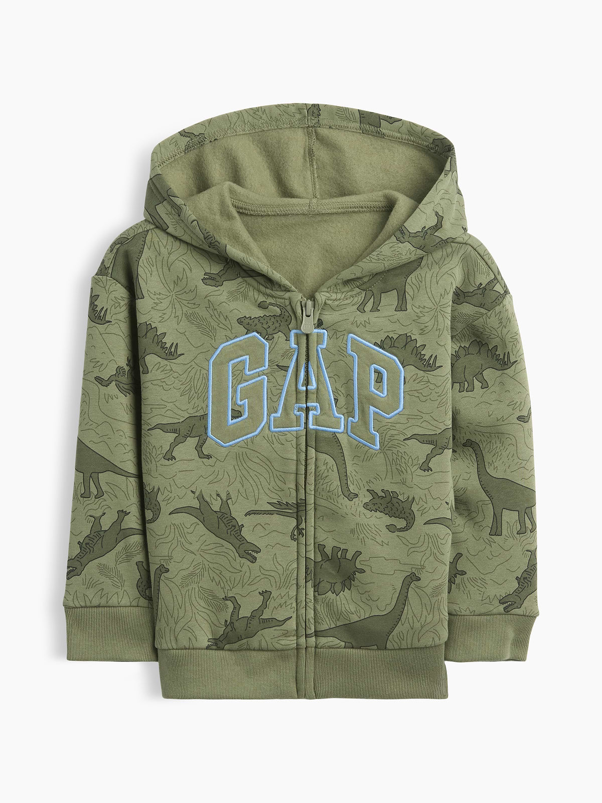 babyGap Relaxed Print Logo Zip Hoodie - Mesculen Green Dinosaurs