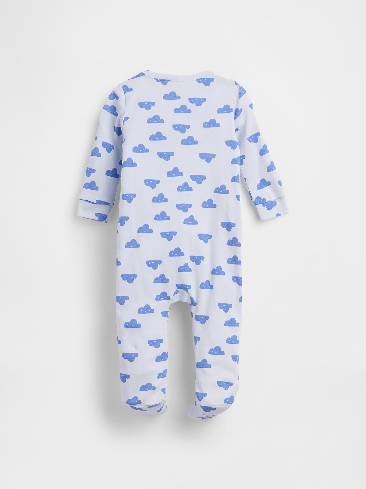 Baby Print Two-Way Zip One-Piece - Bright Hyacinth Blue Clouds