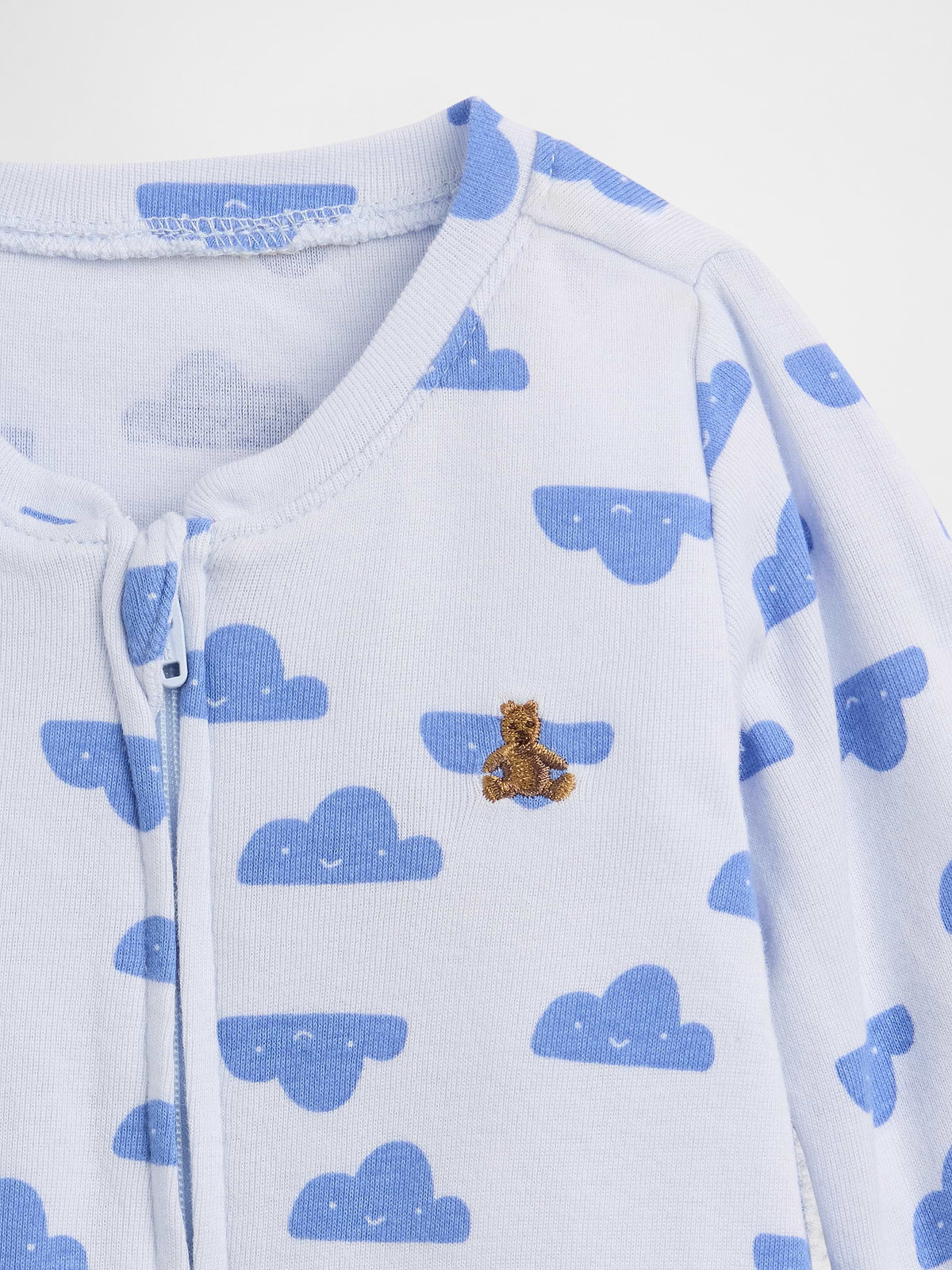 Baby Print Two-Way Zip One-Piece - Bright Hyacinth Blue Clouds