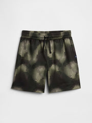 Kids 100% Recycled Pull-On Mesh Shorts - Tweed Green
