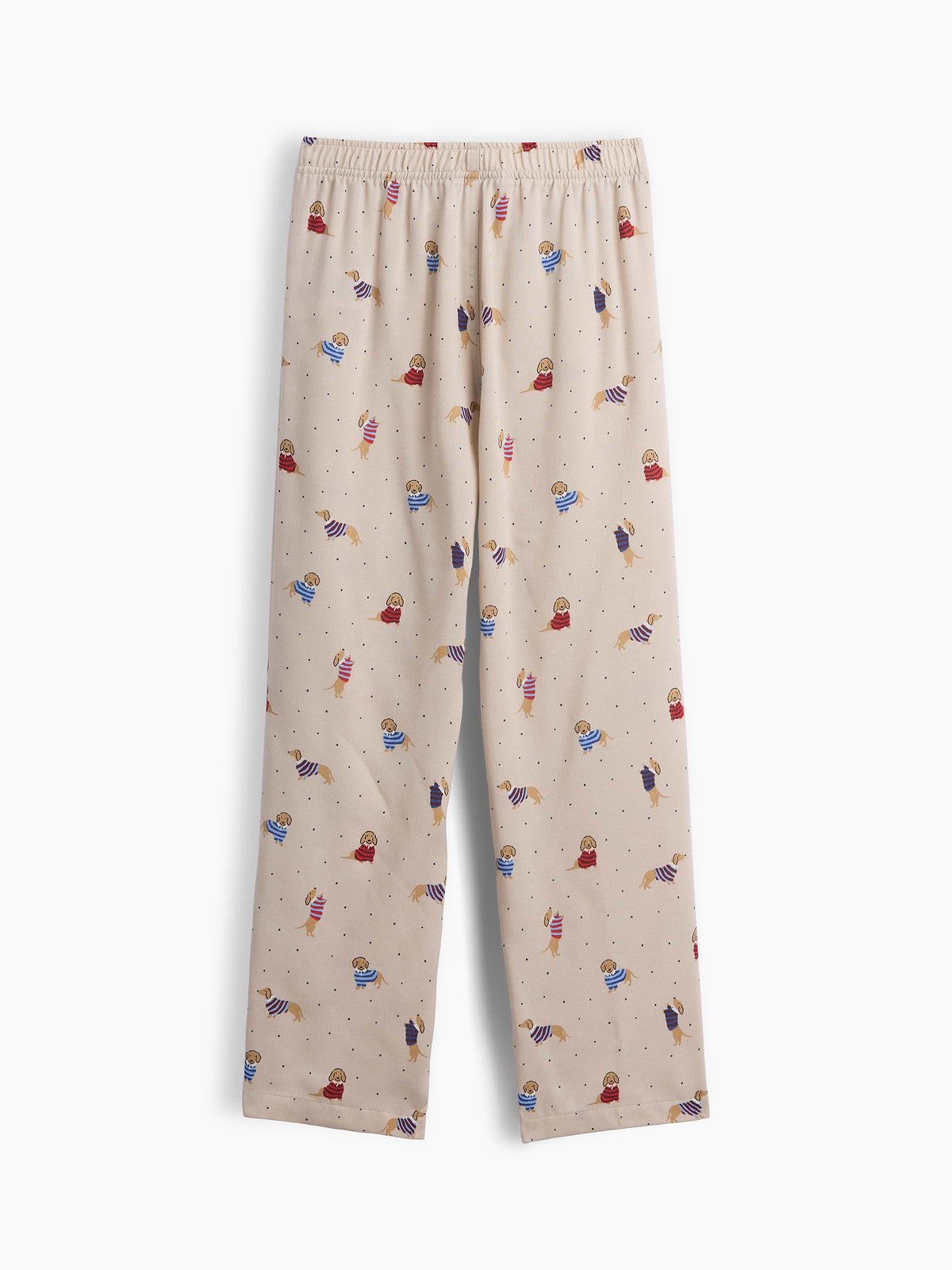 Kids 100% Recycled Flannel PJ Pants - Dog Beige Multi
