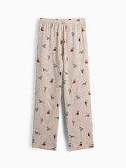 Kids 100% Recycled Flannel PJ Pants - Dog Beige Multi