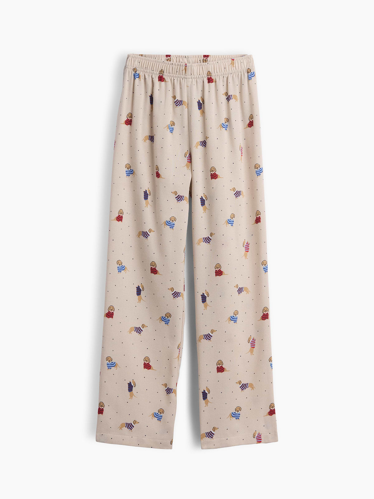 Kids 100% Recycled Flannel PJ Pants - Dog Beige Multi
