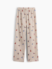Kids 100% Recycled Flannel PJ Pants - Dog Beige Multi