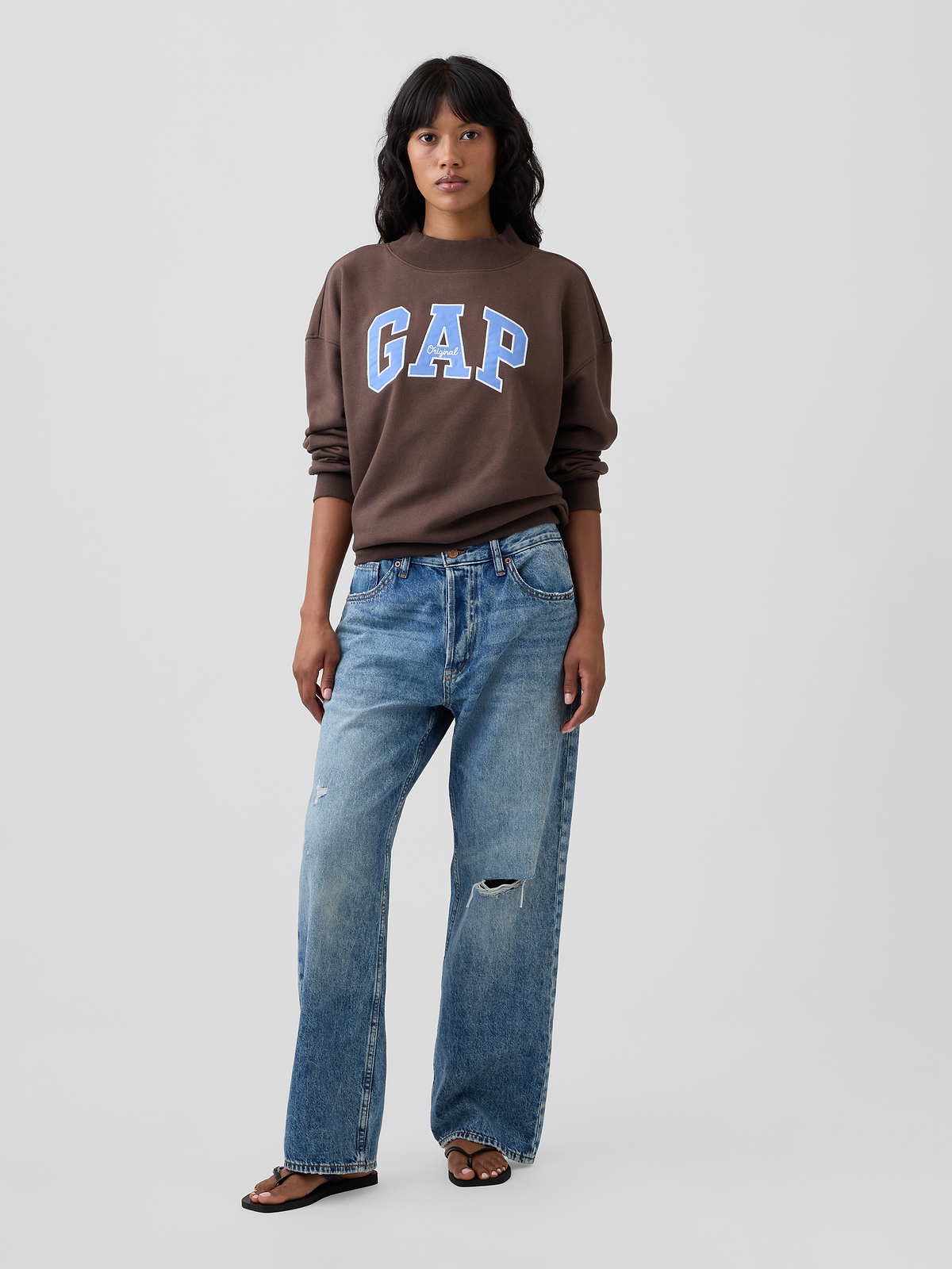 Oversized Gap Logo Mockneck Tunic Sweatshirt