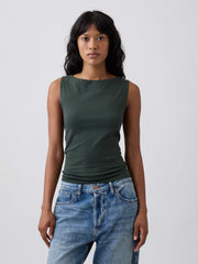 Boatneck Tank Top - Black Grass
