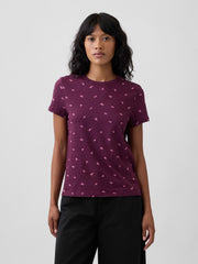 Favorite Crewneck T-Shirt - Burgundy Pink Floral