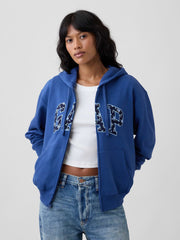 Relaxed Gap Logo Zip Hoodie - Blue Track