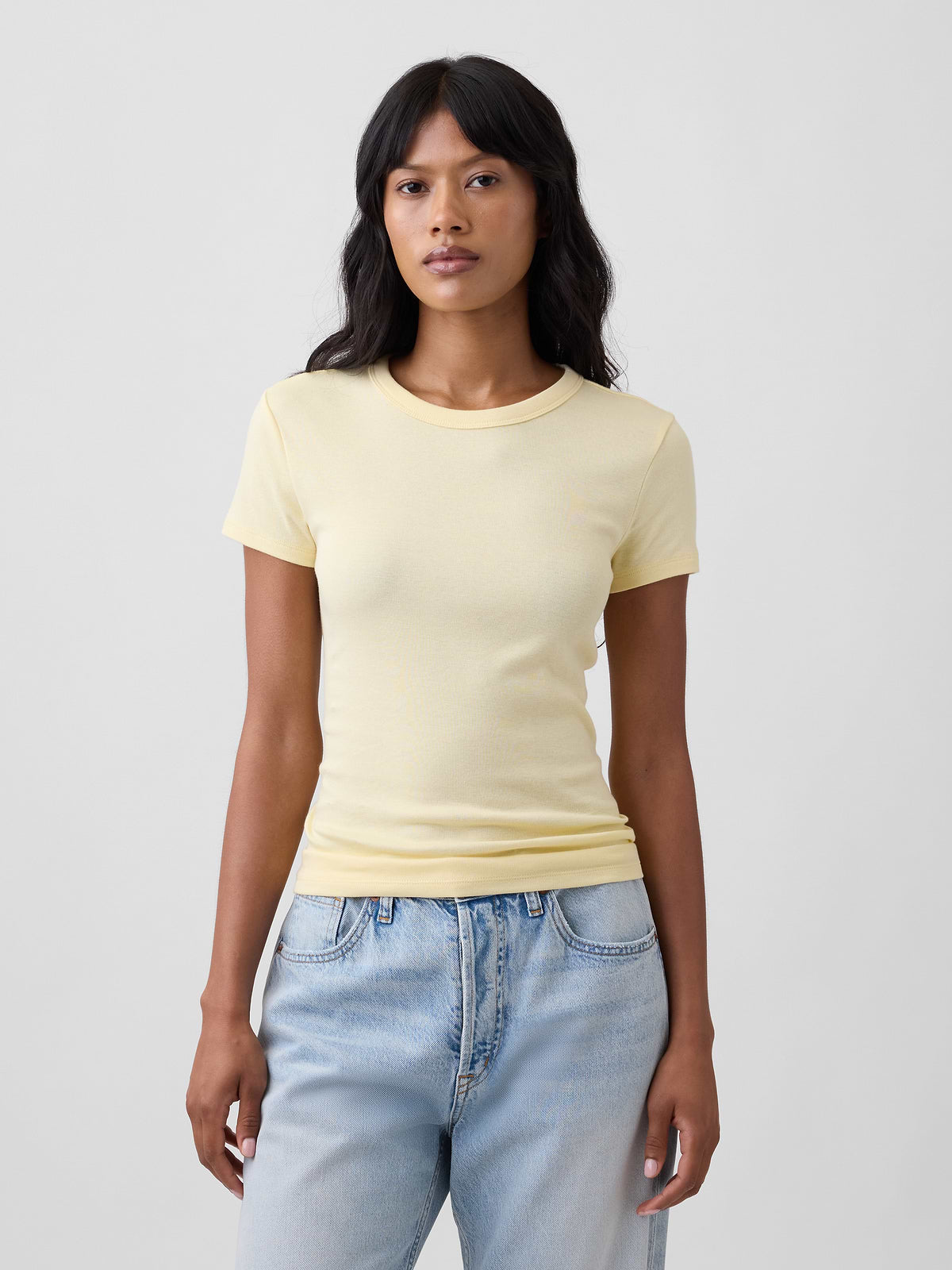 Ribbed Crewneck T-Shirt - Maize