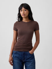 Ribbed Crewneck T-Shirt - Woodsy Brown
