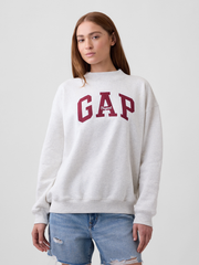 Oversized Gap Logo Mockneck Tunic Sweatshirt - Pale Grey Heather