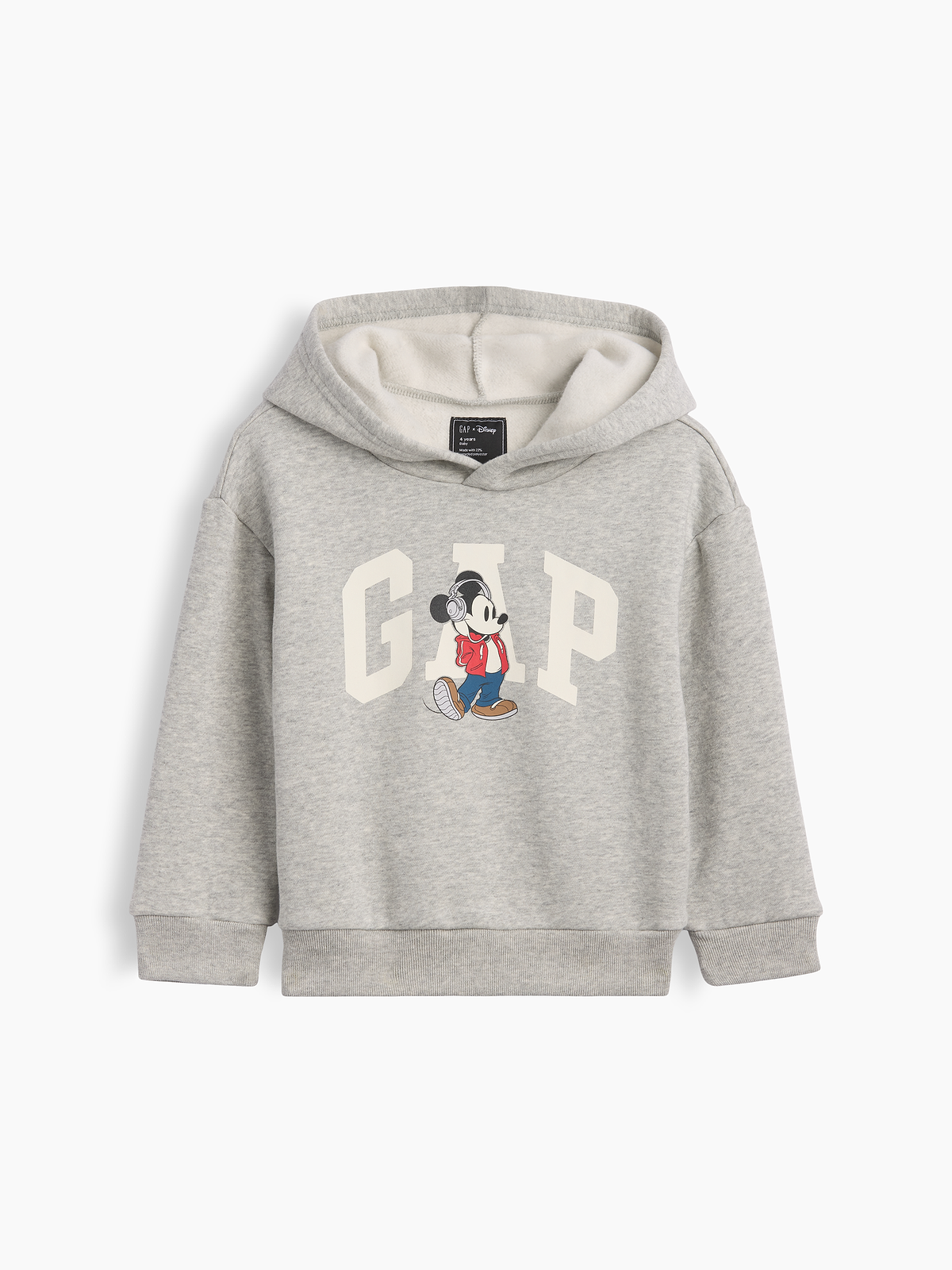 babyGap × Disney Mickey Mouse Relaxed Logo Hoodie - Headphones Gray