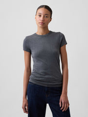 Ribbed Crewneck T-Shirt - Dark Grey Heather