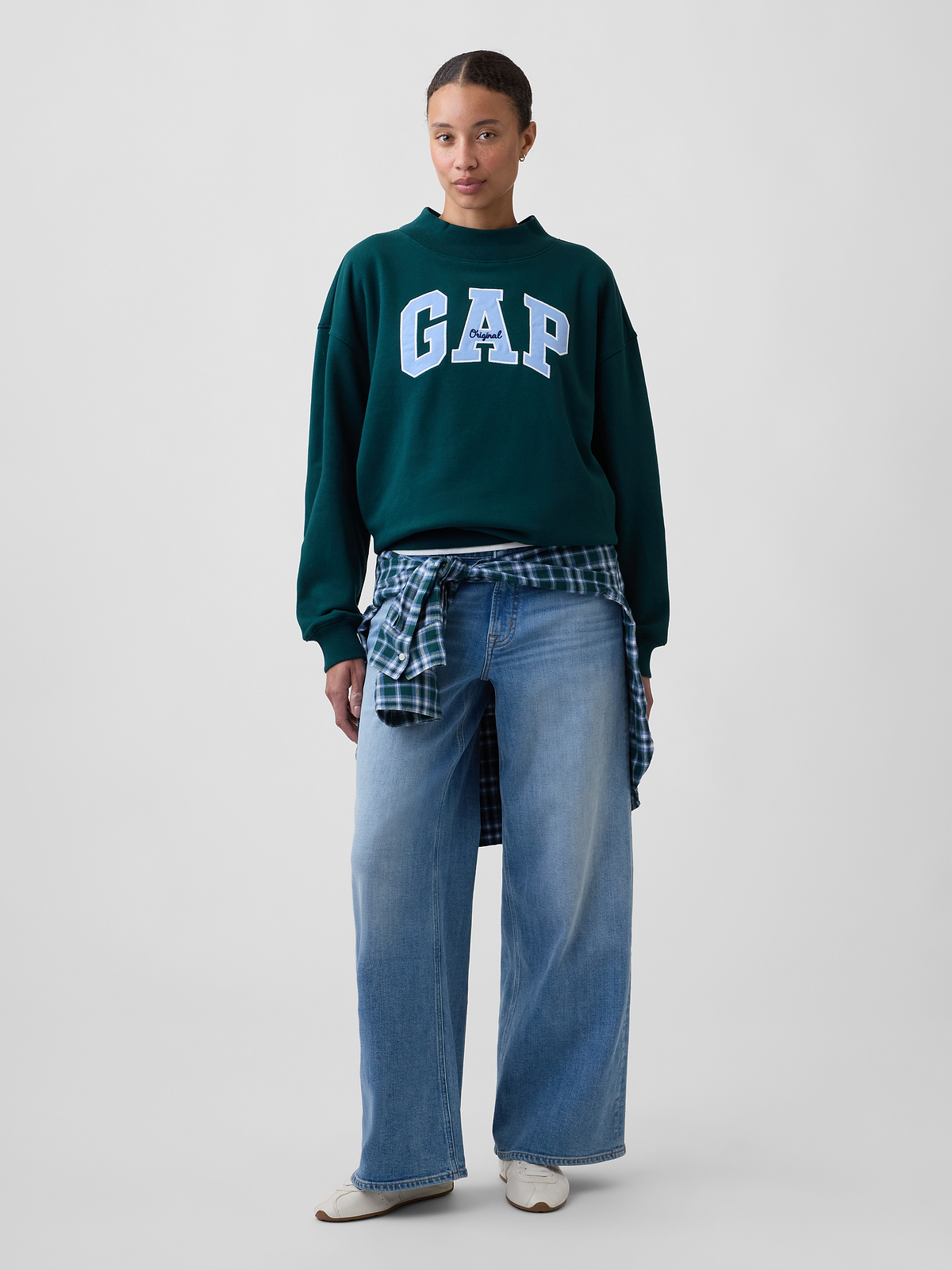 Oversized Gap Logo Mockneck Tunic Sweatshirt